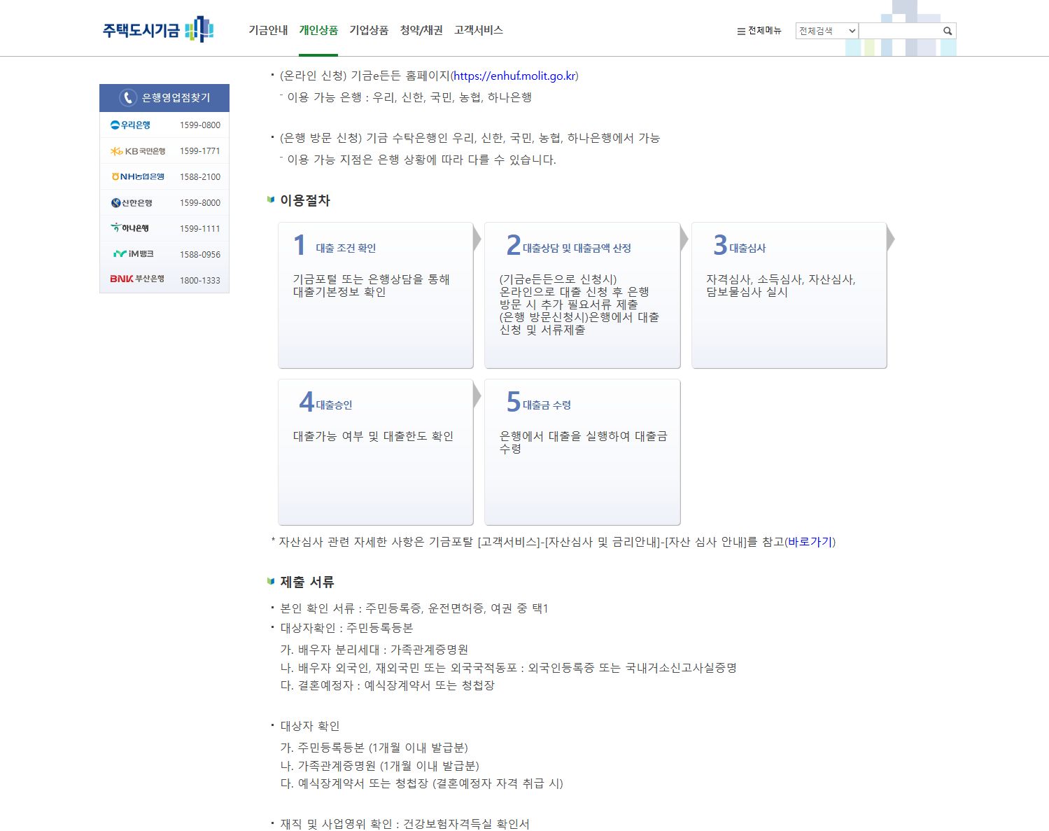 기금 포털의 대출 신청·심사·승인·대출금 수령 절차